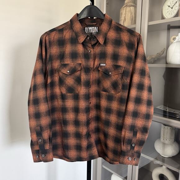 Dixxon The Deadwood Flannel Signature D Tech Burnt Orange Black Plaid Shirt 2XL - Picture 2 of 8